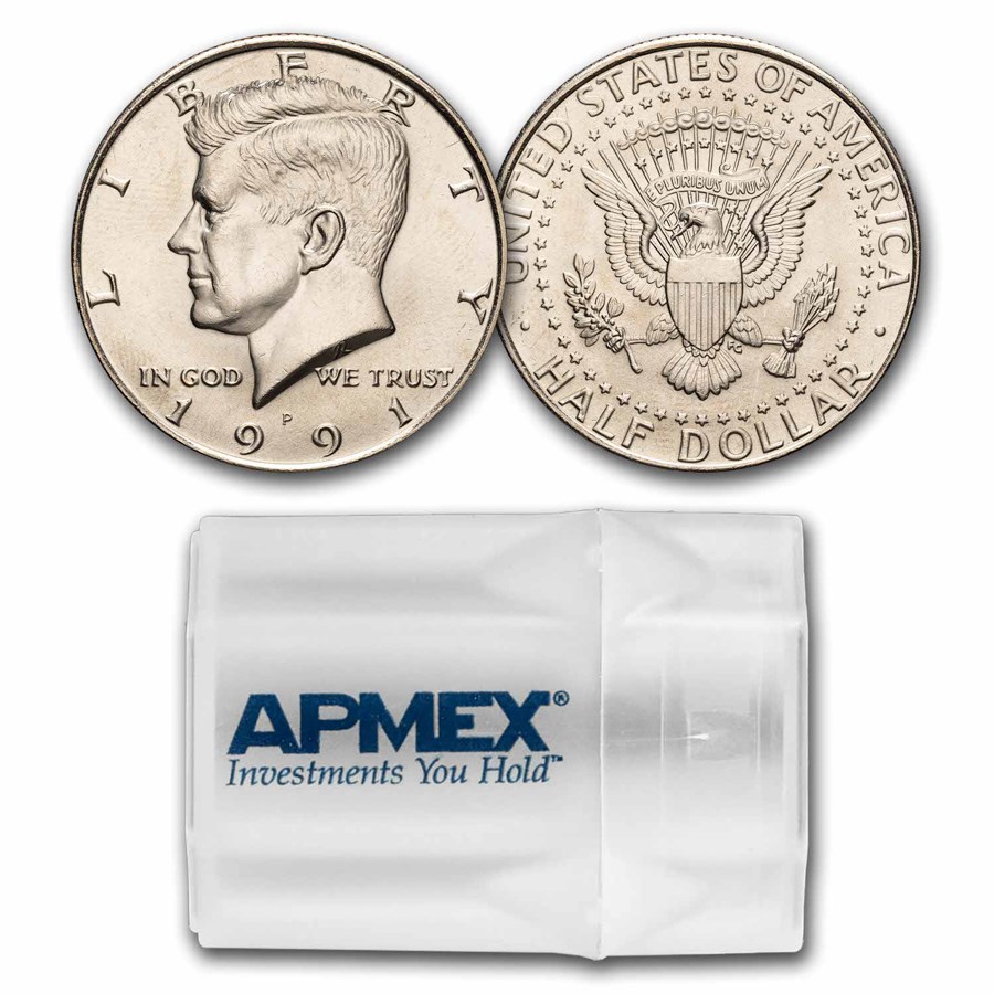 1991-P Kennedy Half Dollar 20-Coin Roll BU