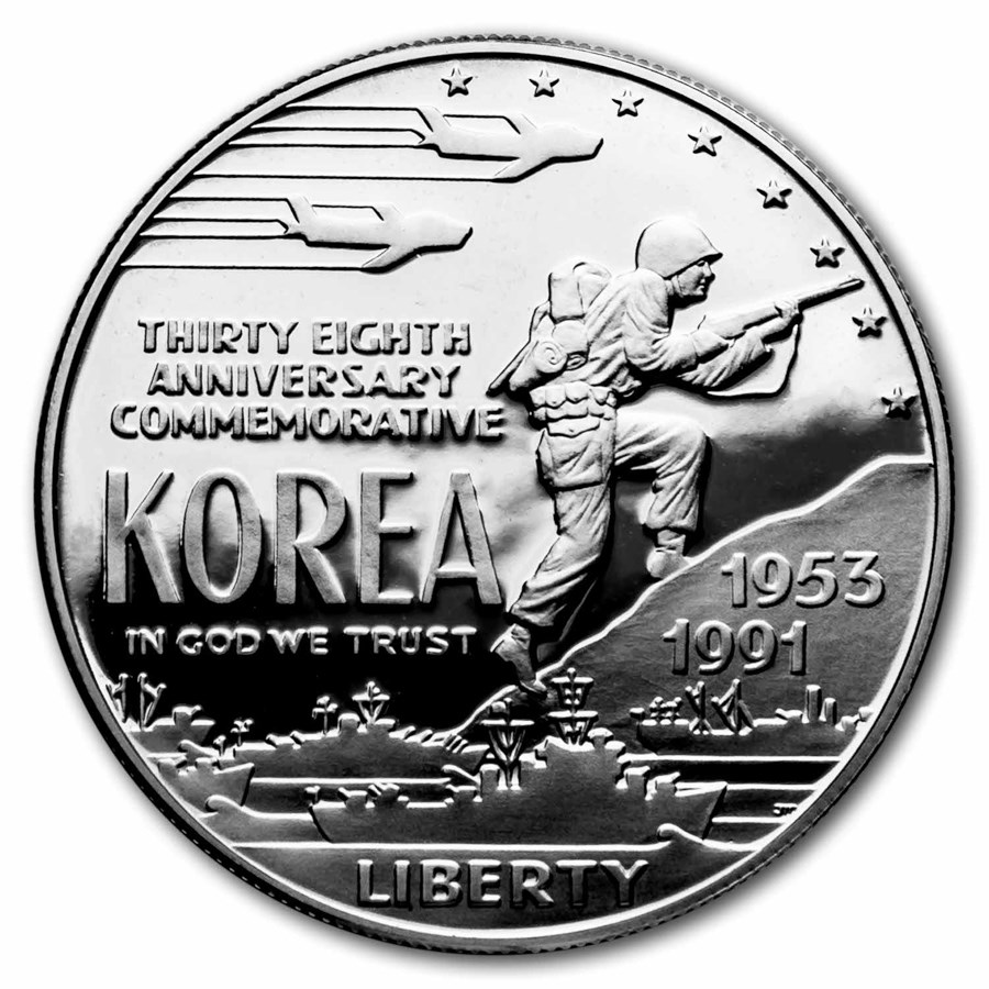 1991-P Korean War $1 Silver Commem Proof (w/Box & COA)