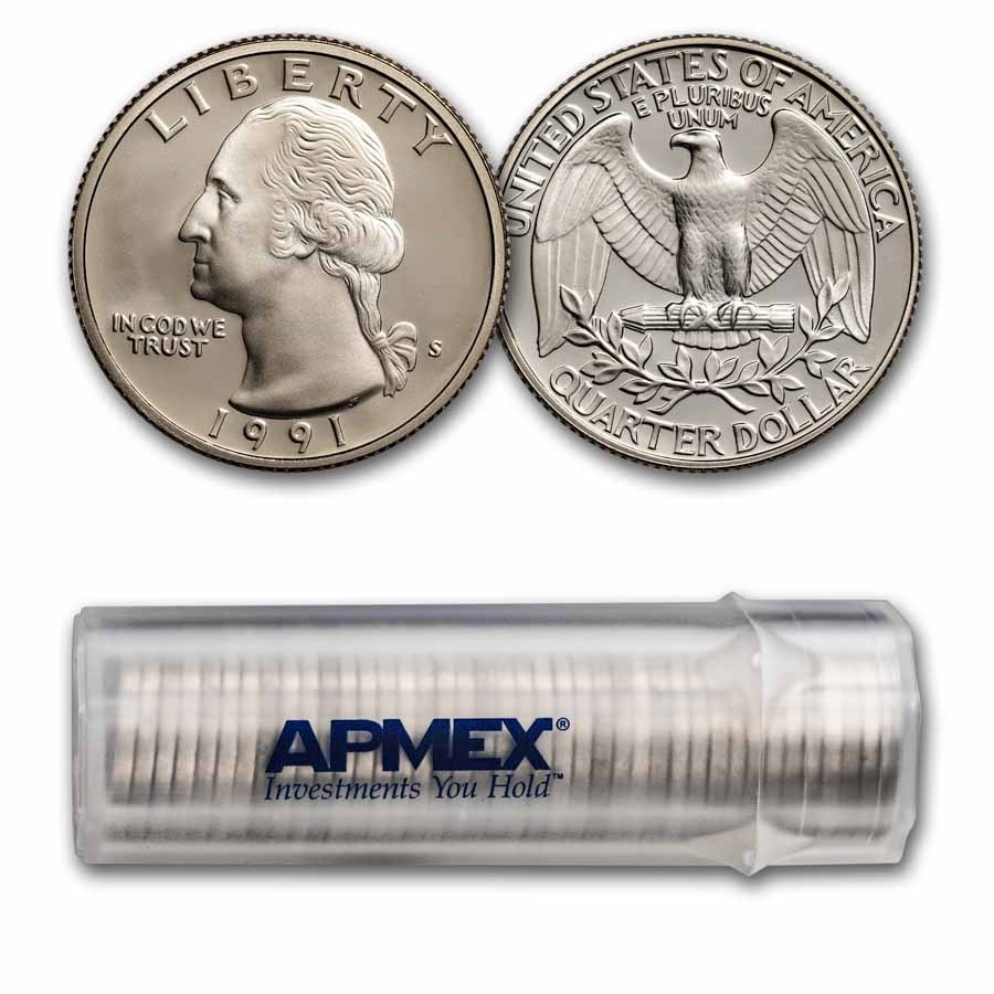 1991-S Washington Quarter 40-Coin Roll Proof