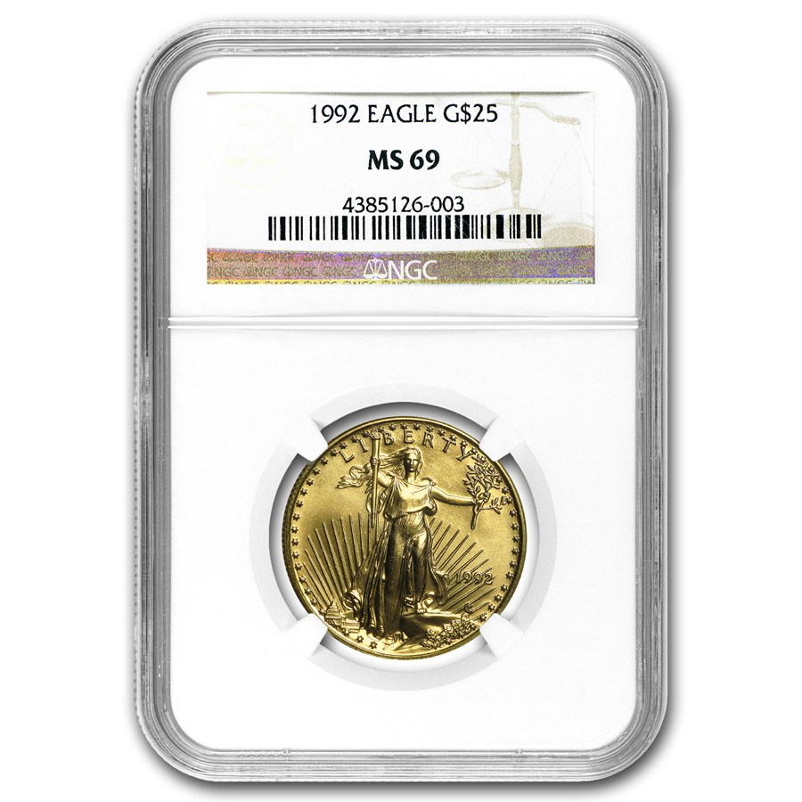 1992 1/2 oz American Gold Eagle MS-69 NGC