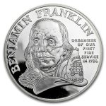 1992 1 oz Silver Ben Franklin Firefighters Medal Proof