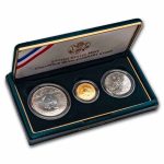 1992 3-Coin Commem Columbus Quincentenary Set BU (w/Box & COA)