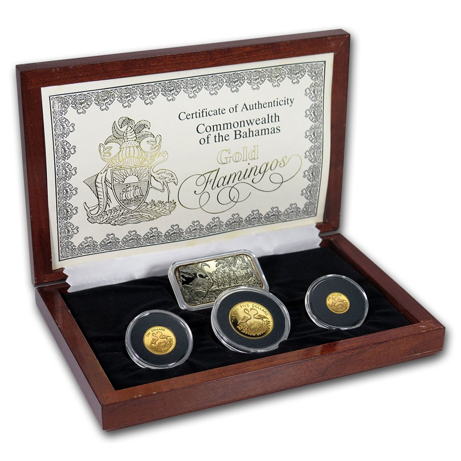 1992 Bahamas 4-Piece Gold/Silver Flamingos Proof Set