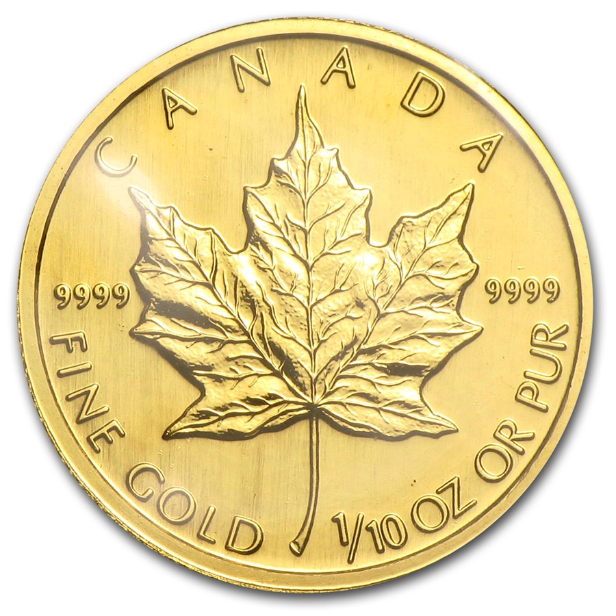 1992 Canada 1/10 oz Gold Maple Leaf BU