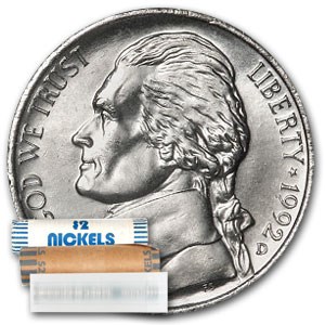 1992-D Jefferson Nickel 40-Coin Roll BU