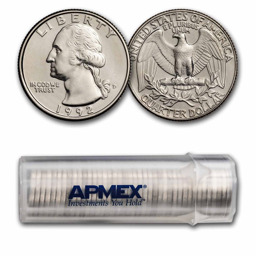 1992-D Washington Quarter 40-Coin Roll BU