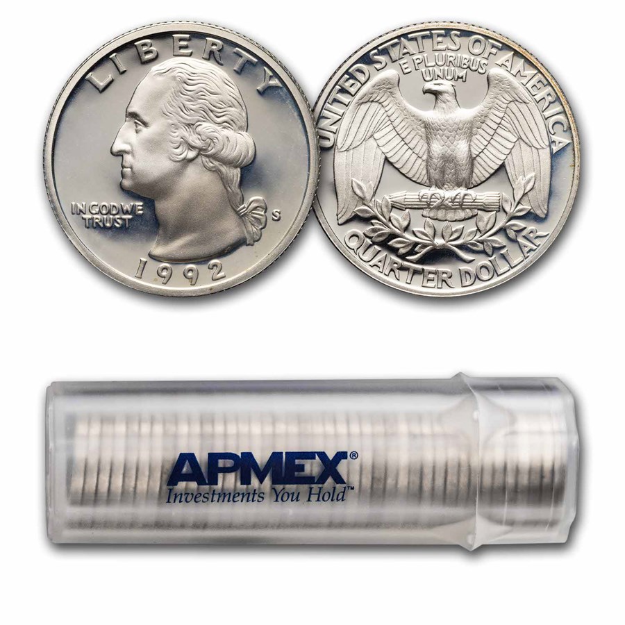 1992-S Washington Quarter 40-Coin Roll Proof (Silver)