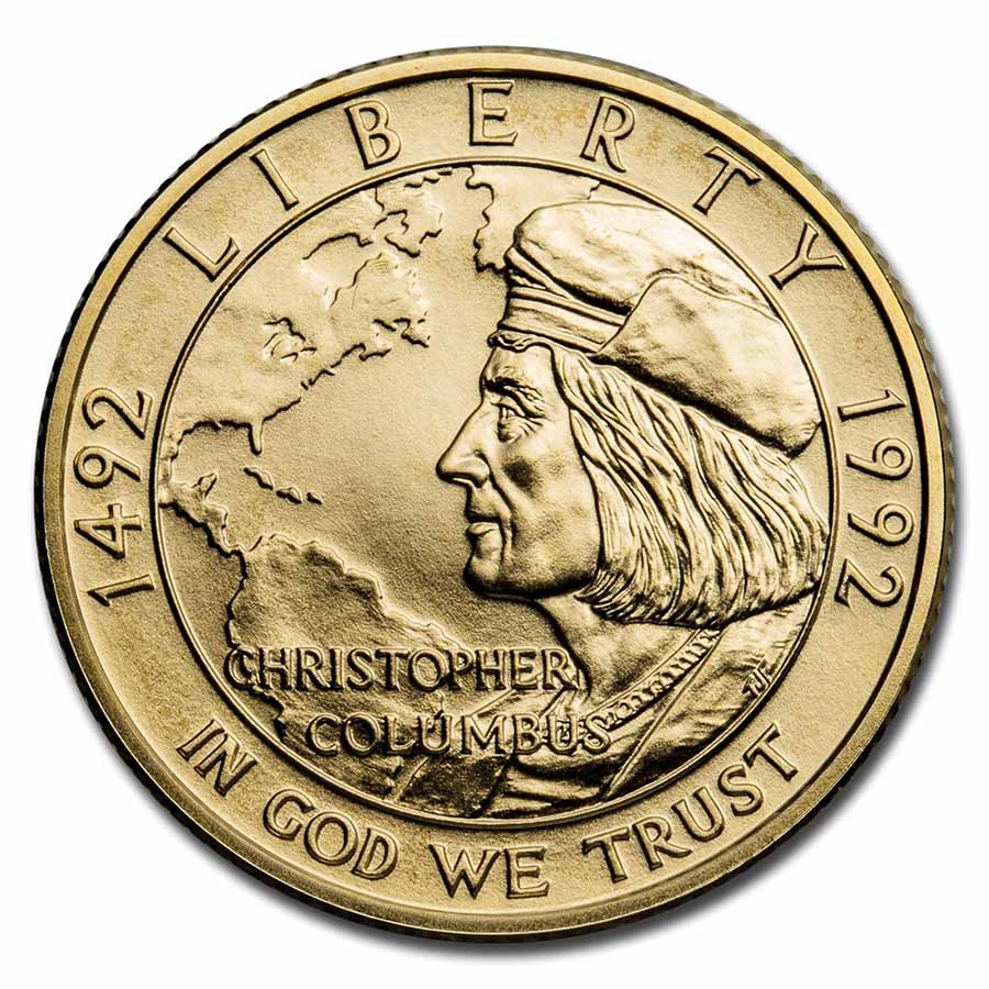 1992-W Gold $5 Commem Columbus Quincentenary BU (w/Box & COA)