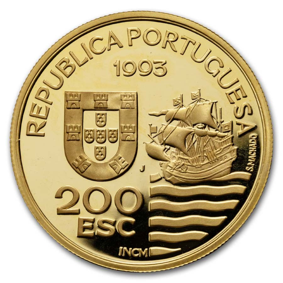 1993 Portugal Proof Gold 200 Escudos Arrival to Japan