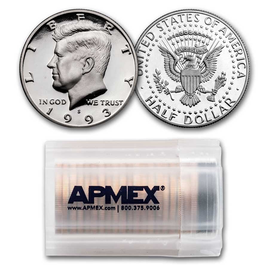 1993-S Kennedy Half Dollar 20-Coin Roll Proof