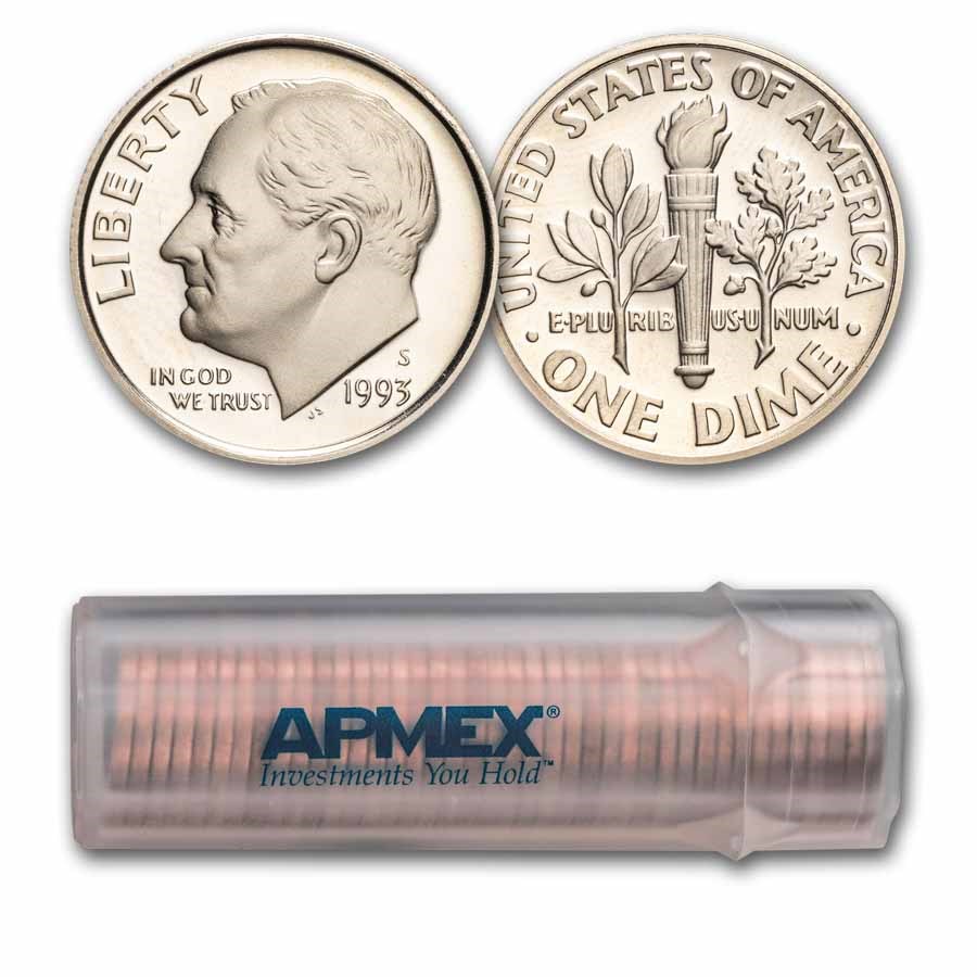 1993-S Roosevelt Dime 50-Coin Roll Proof