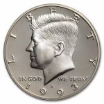 1993-S Silver Kennedy Half Dollar 20-Coin Roll Proof