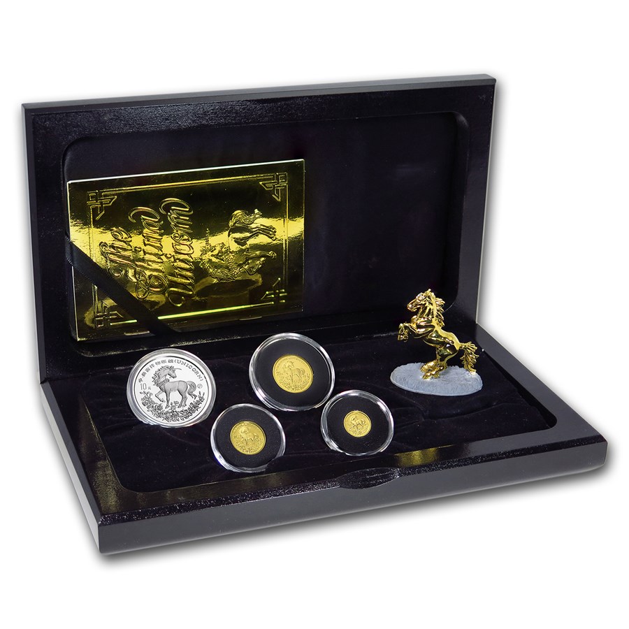 1994 China 4-coin Unicorn Proof Set (w/Box & COA)