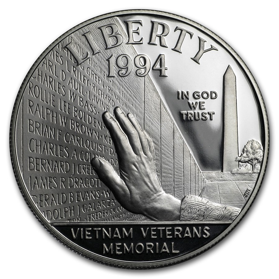1994-P Vietnam Veterans Memorial $1 Silver Commem Prf (Box & COA)