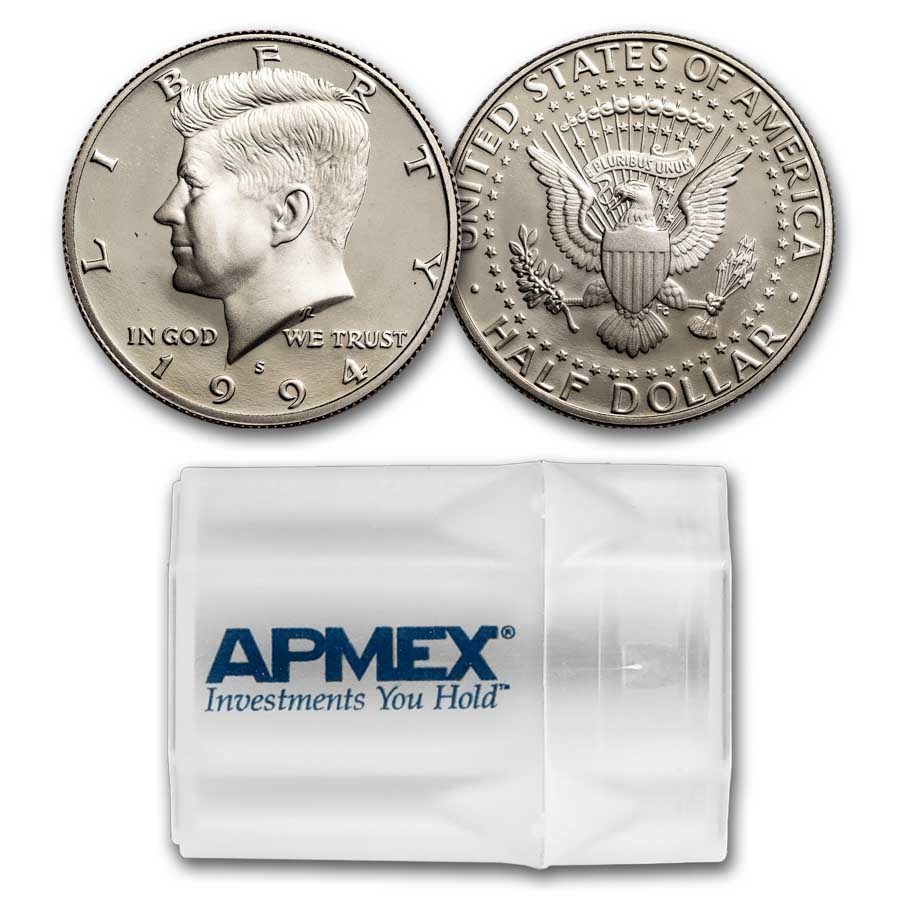 1994-S Kennedy Half Dollar 20-Coin Roll Proof