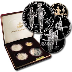 1995 4-Coin Commem Olympic Proof Set (BGBT, w/Box & COA)