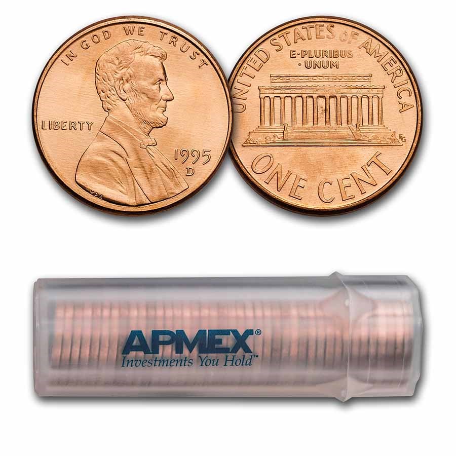 1995-D Lincoln Cent 50-Coin Roll BU