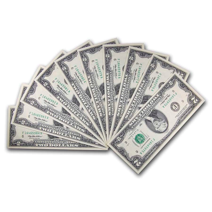 1995 (F-Atlanta) $2.00 FRN CU (Fr#1936-F) 10 Consecutive