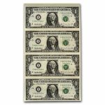 1995 (I-Minneapolis) $1 FRN CU (Fr#1921-I) 4 Note Uncut Sheet