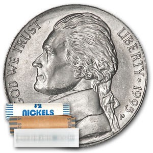 1995-P Jefferson Nickel 40-Coin Roll BU