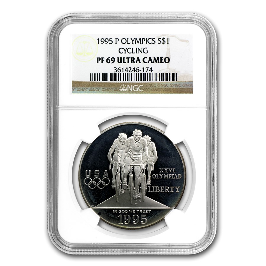 1995-P Olympic Cycling $1 Silver Commem PF-69 NGC