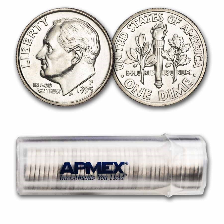 1995-P Roosevelt Dime 50-Coin Roll BU