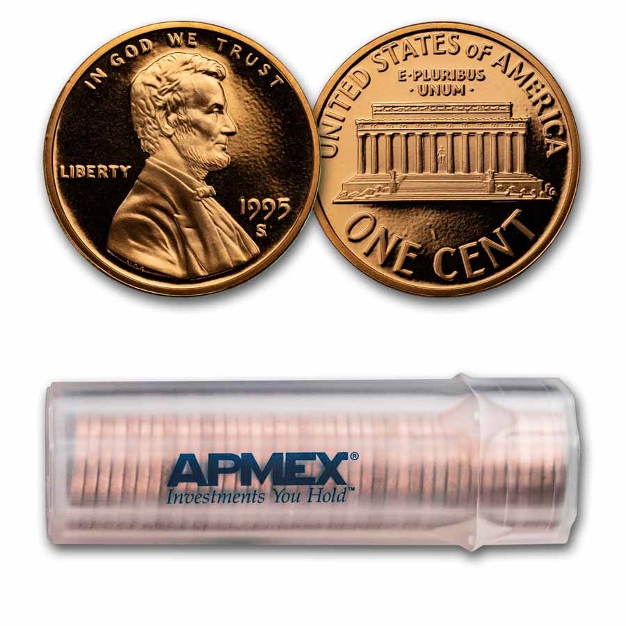 1995-S Lincoln Cent 50-Coin Roll Proof