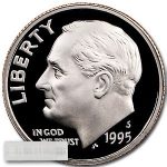1995-S Roosevelt Dime 50-Coin Roll Proof