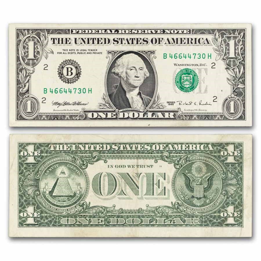 1995's $1.00 FRN Avg Circulated (Fr#1923) Web Press (Our Choice)