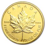 1996 Canada 1/20 oz Gold Maple Leaf BU