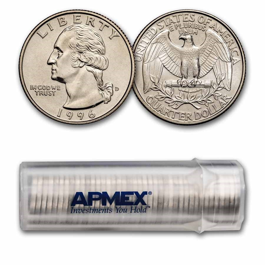 1996-D Washington Quarter 40-Coin Roll BU