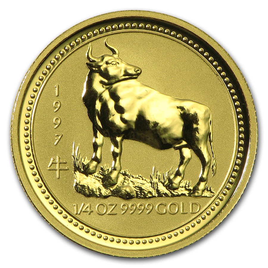1997 Australia 1/4 oz Gold Lunar Ox BU (Series I)