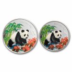 1997 China 1 oz and 1/2 oz Silver Panda Proof Set (Colorized)