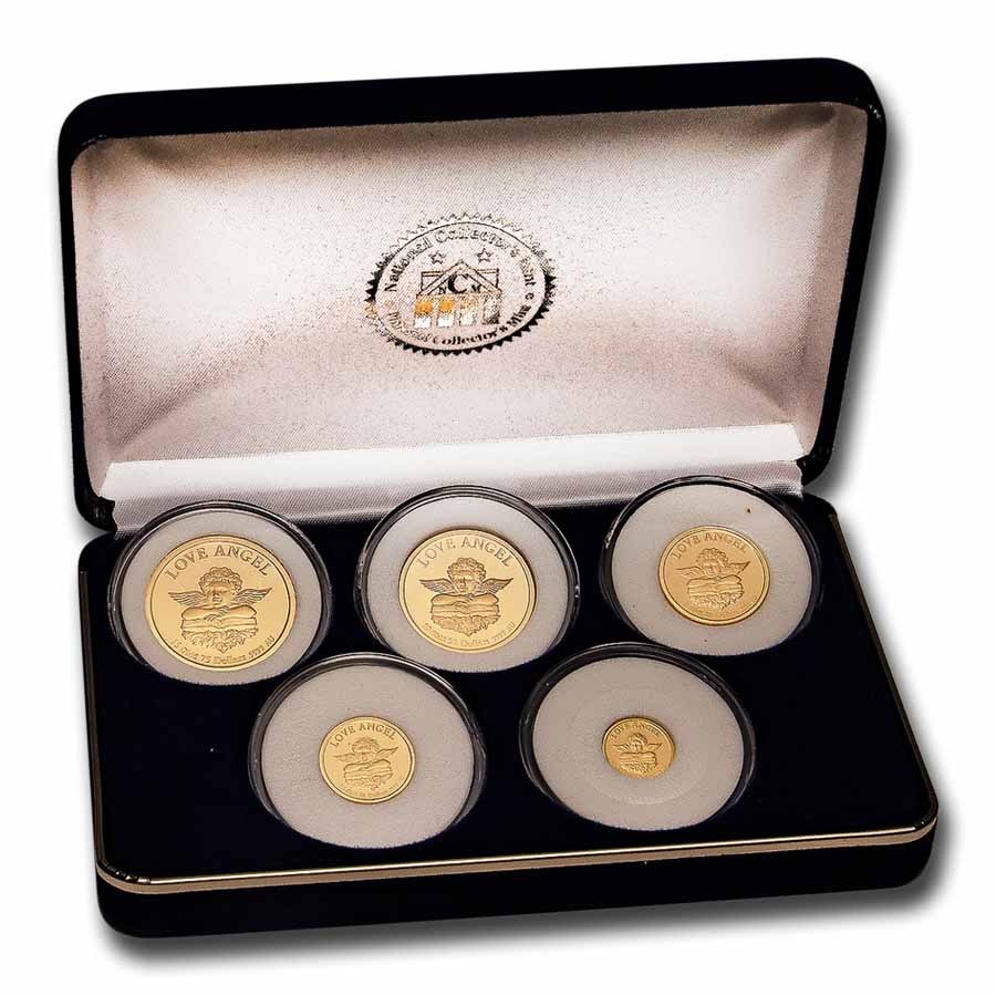 1997 Cook Islands 5-Coin Gold Love Angel Proof Set (1.083 oz)