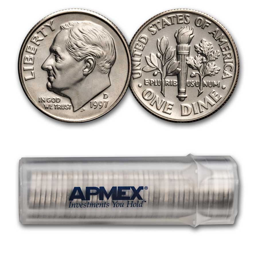 1997-D Roosevelt Dime 50-Coin Roll BU