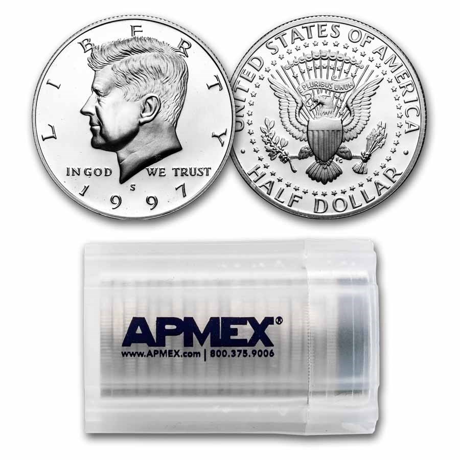 1997-S Silver Kennedy Half Dollar 20-Coin Roll Proof
