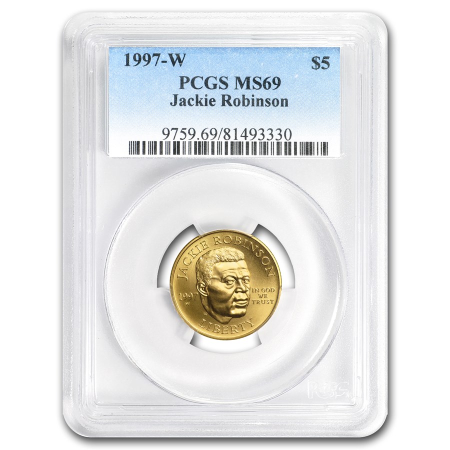 1997-W Gold $5 Commem Jackie Robinson MS-69 PCGS
