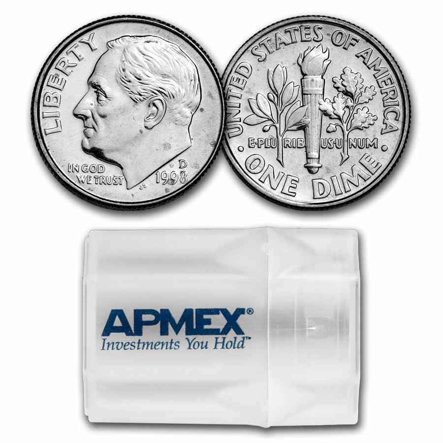 1998-D Roosevelt Dime 50-Coin Roll BU