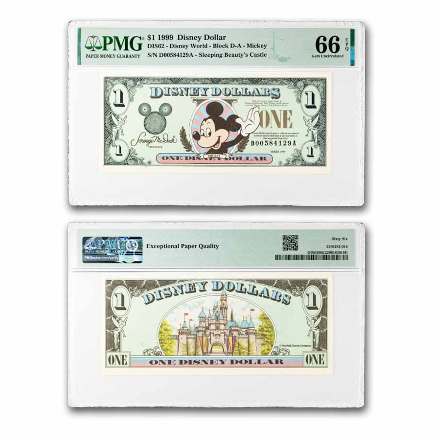 1999 $1.00 (DA) Waving Mickey CU-66 EPQ PMG (DIS#62)