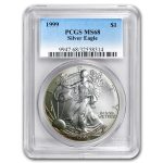 1999 American Silver Eagle MS-68 PCGS (Obv & Rev Toning)