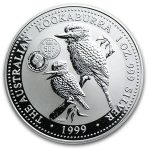 1999 AUS 1 oz Ag Kookaburra BU (50 Franc Letzebuerg Dual Privy)