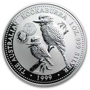 1999 AUS 1 oz Ag Kookaburra BU (50 Franc Letzebuerg Dual Privy)