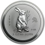 1999 Australia 2 oz Silver Year of the Rabbit BU