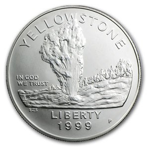 1999-P Yellowstone Park $1 Silver Commem BU (Capsule only)