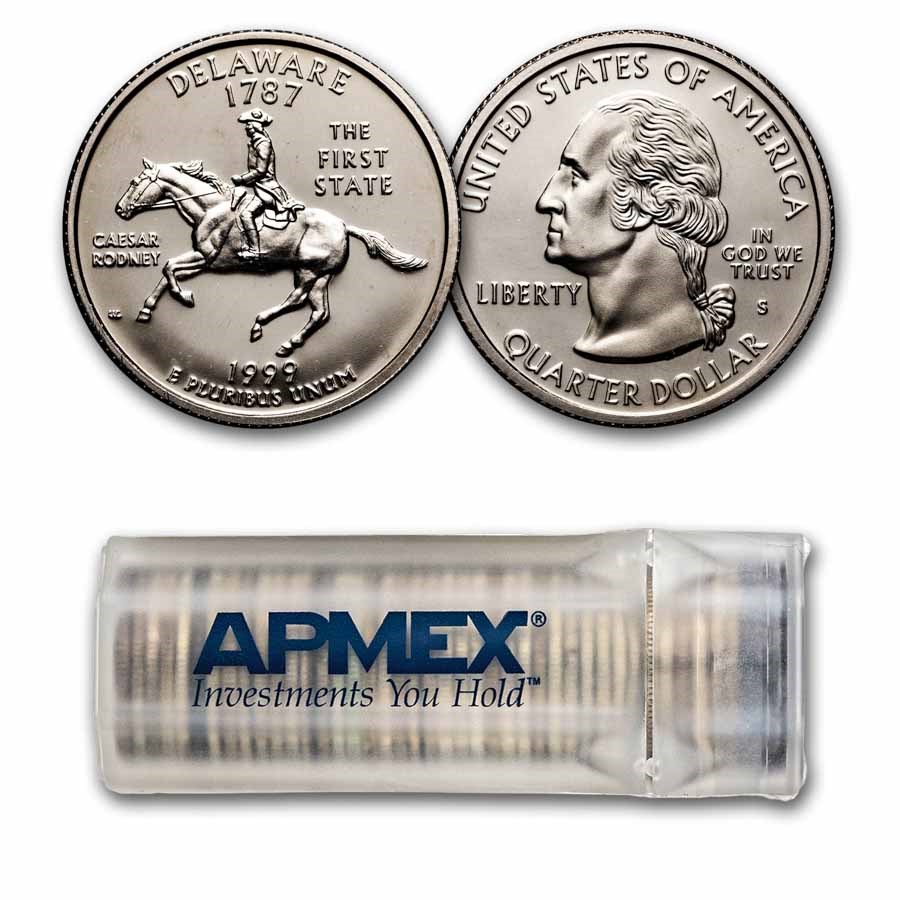 1999-S Delaware State Quarter 40-Coin Roll Gem Proof