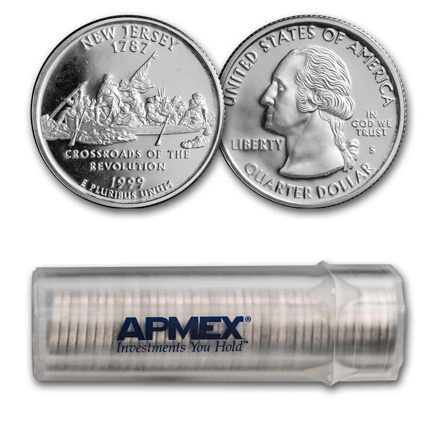 1999-S New Jersey State Quarter Gem Proof 40-Coin Roll (Silver)