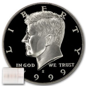 1999-S Silver Kennedy Half Dollar 20-Coin Roll Proof