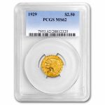 $2.50 Indian Gold Quarter Eagle MS-62 PCGS