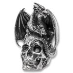 2.9 oz Silver Hand Poured Statue - Dragon on Skull V2