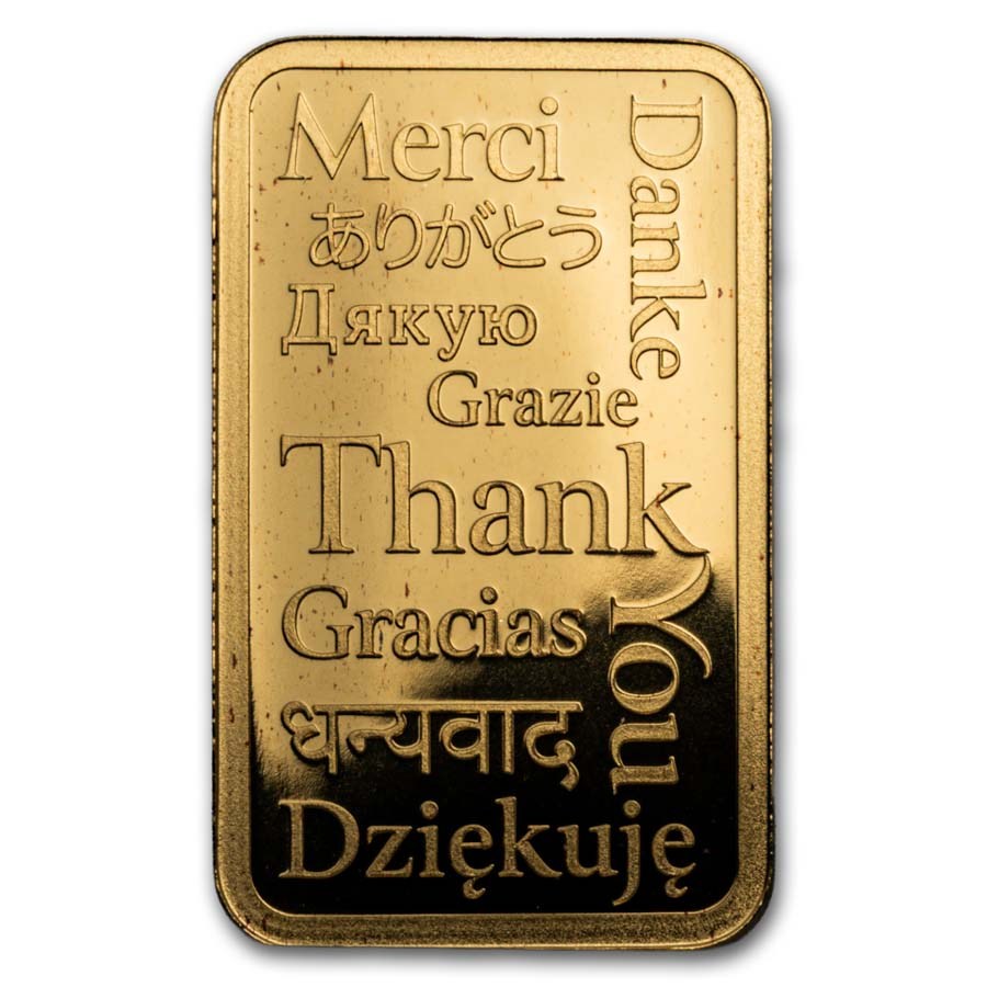 2 gram Gold Bar - Mint of Poland Thank You
